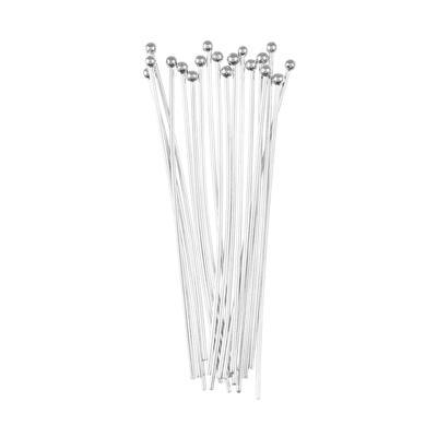 2 Inch Silver Plated 20 Gauge Headpins with Ball Top - Goody Beads