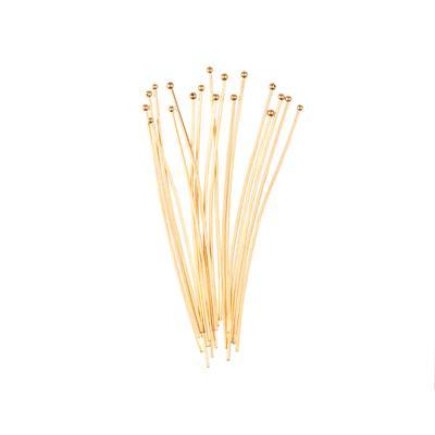 1 Inch Gold Plated 21 Gauge Headpins with Ball Top - Goody Beads