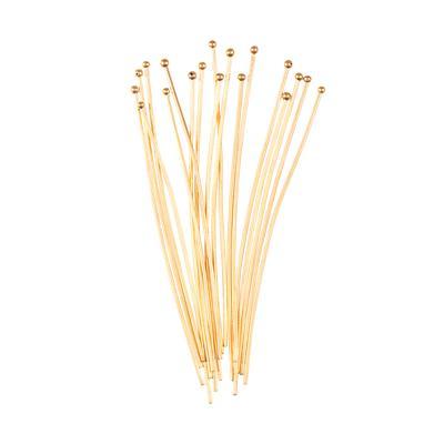 2 Inch Gold Plated 21 Gauge Headpins with Ball Top - Goody Beads