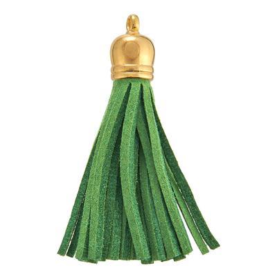 2 1/4 Inch Emerald Green Faux Suede Tassel - Goody Beads