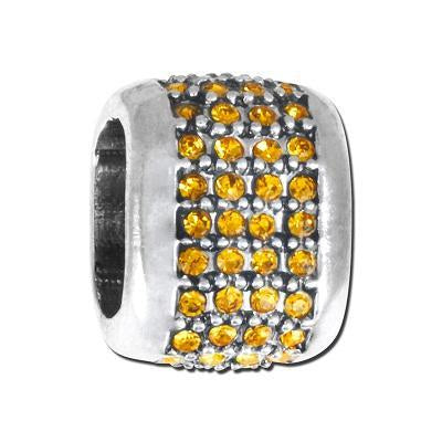 Rhodium Plated Light Colorado Topaz Crystal Grid Bead For Licorice Leather - Goody Beads