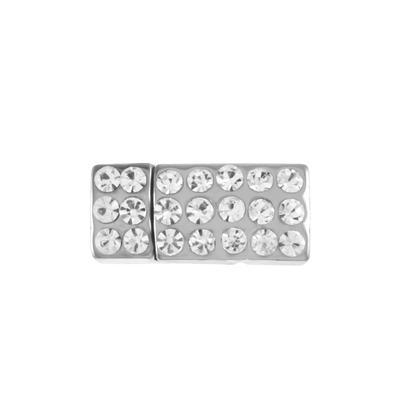 Silver Rhinestone Magnetic Clasp for 5mm Flat Leather - Goody Beads