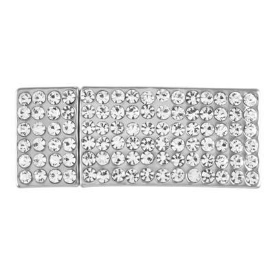Silver Rhinestone Magnetic Clasp for 10mm Flat Leather - Goody Beads