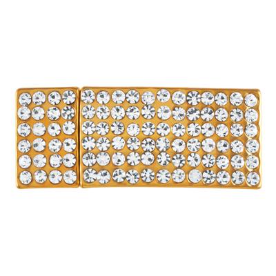 Gold Rhinestone Magnetic Clasp for 10mm Flat Leather - Goody Beads