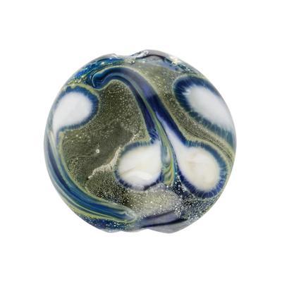 19mm Blue Feathers Glass Disc Beads - Goody Beads