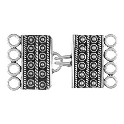46mm Silver Plated Bali Style Rectangle Beaded Clasp - Goody Beads
