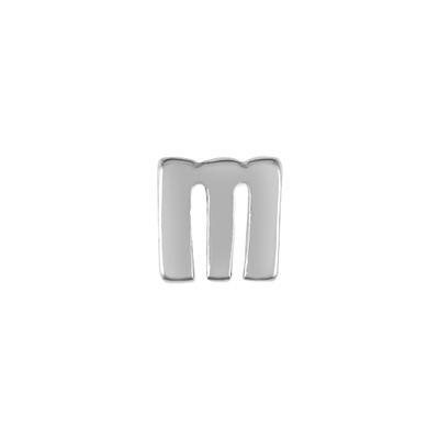 6mm Silver Rhodium Plated Lowercase M - Alphabet Initial Beads - Goody Beads