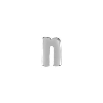 6mm Silver Rhodium Plated Lowercase N - Alphabet Initial Beads - Goody Beads