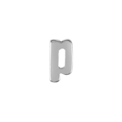 8mm Silver Rhodium Plated Lowercase P - Alphabet Initial Beads - Goody Beads