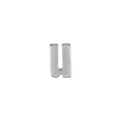 6mm Silver Rhodium Plated Lowercase U - Alphabet Initial Beads - Goody Beads