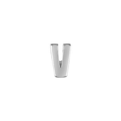 6mm Silver Rhodium Plated Lowercase V - Alphabet Initial Beads - Goody Beads