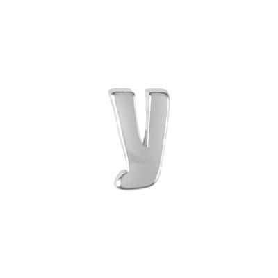 6mm Silver Rhodium Plated Lowercase Y - Alphabet Initial Beads - Goody Beads