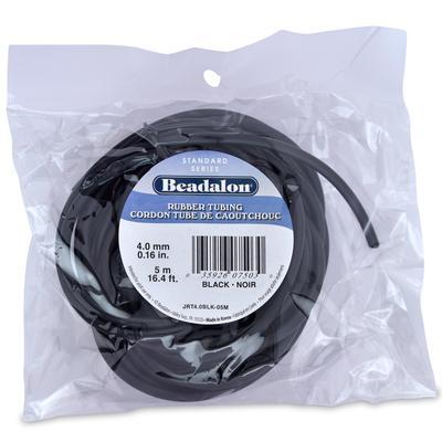 4.0mm Black Hollow Rubber Tubing - Goody Beads