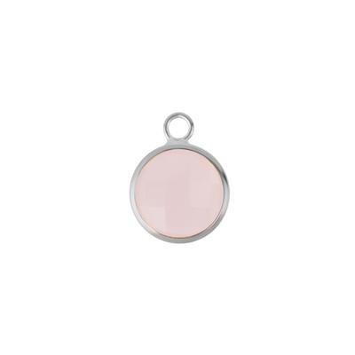 10mm Round Pink Faceted Glass Charm with Silver Plating - Goody Beads