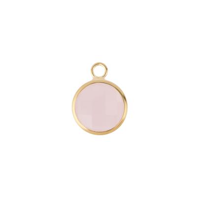 10mm Round Pink Faceted Glass Charm with Gold Plating - Goody Beads