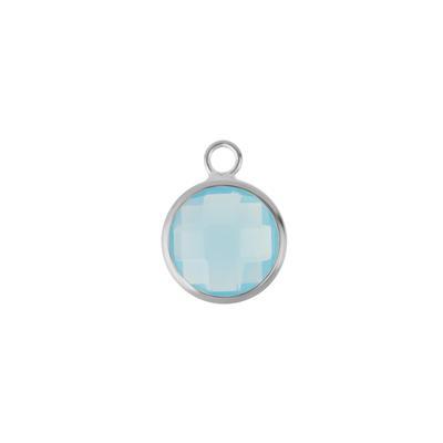 10mm Round Aqua Faceted Glass Charm with Silver Plating - Goody Beads