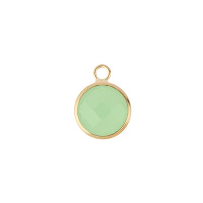 10mm Round Mint Green Faceted Glass Charm with Gold Plating - Goody Beads