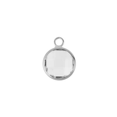 10mm Round Clear Faceted Glass Charm with Silver Plating - Goody Beads
