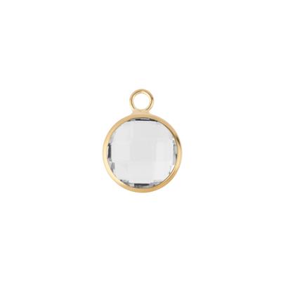 10mm Round Clear Faceted Glass Charm with Gold Plating - Goody Beads