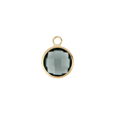 10mm Round Black Faceted Glass Charm with Gold Plating - Goody Beads