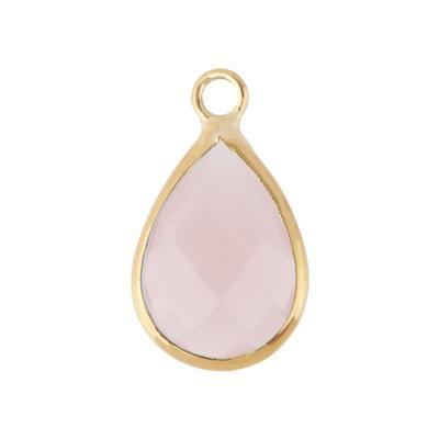 10x14mm Oval Pink Faceted Glass Charm with Gold Plating - Goody Beads