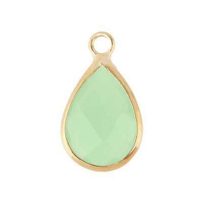 10x14mm Oval Mint Green Faceted Glass Charm with Gold Plating - Goody Beads