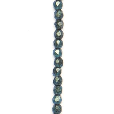 2mm Polychrome Aqua Teal Faceted Czech Fire Polish Beads - Goody Beads
