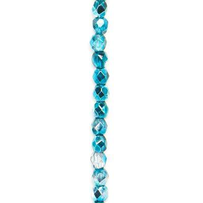 2mm Mirror Teal Faceted Czech Fire Polish Beads - Goody Beads