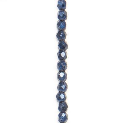 2mm Metallic Suede Dark Blue Faceted Czech Fire Polish Beads - Goody Beads