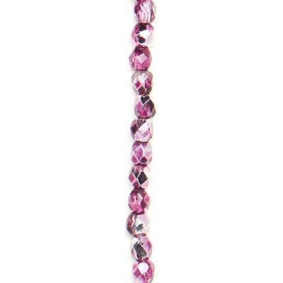 2mm Mirror Fuchsia Faceted Czech Fire Polish Beads - Goody Beads