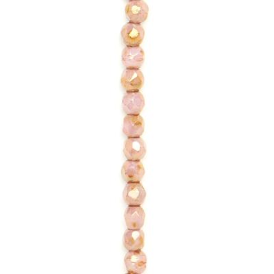 2mm Luster Opaque Rose Gold Topaz Faceted Czech Fire Polish Beads - Goody Beads