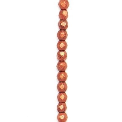 2mm Matte Metallic Antique Copper Faceted Czech Fire Polish Beads - Goody Beads