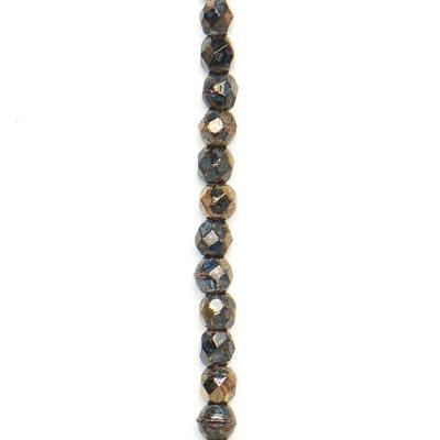 2mm Jet Bronze Picasso Faceted Czech Fire Polish Beads - Goody Beads