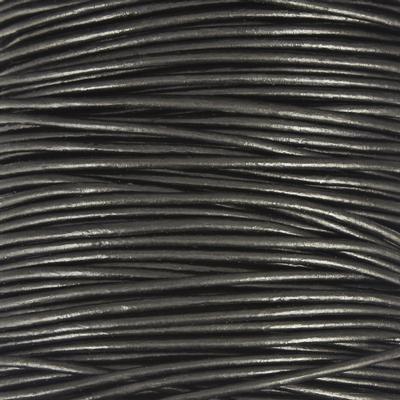 1mm Metallic Gunmetal Round Leather Cord - 2 Meters - Goody Beads