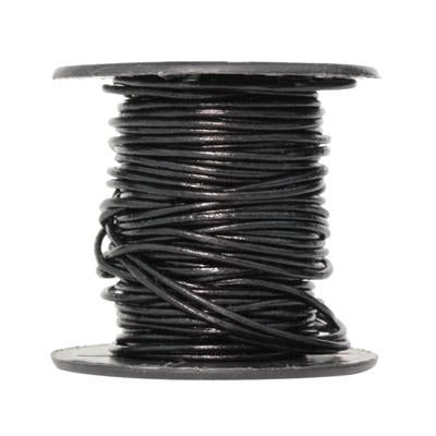 1mm Black Round Leather Cord 10 Meter Spool