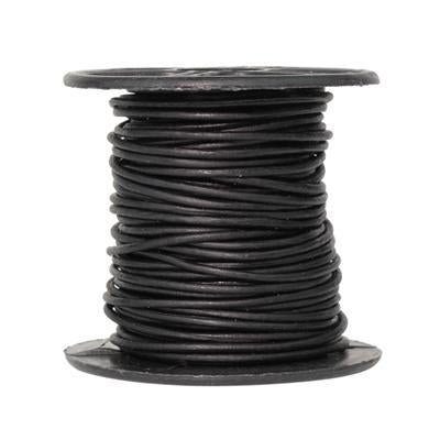 1mm Natural Black Round Leather Cord 10 Meter Spool