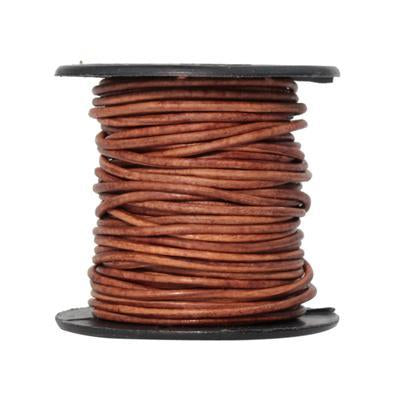 1mm Natural Light Brown Round Leather Cord 10 Meter Spool