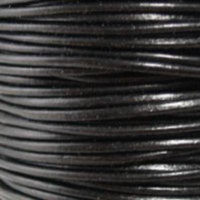 2mm Black Round Leather Cord - 2 Meters - Goody Beads