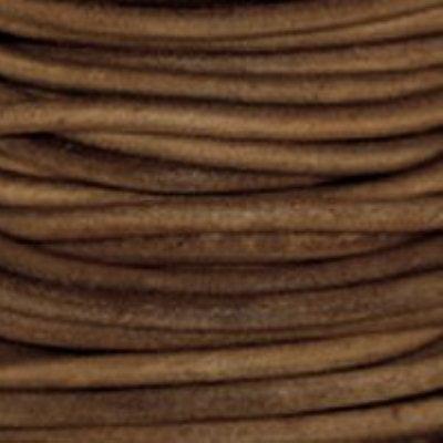 2mm Natural Light Brown Round Leather Cord - 2 Meters - Goody Beads