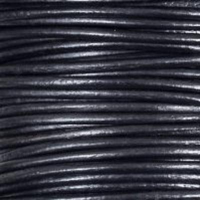 2mm Metallic Gunmetal Round Leather Cord - 2 Meters - Goody Beads