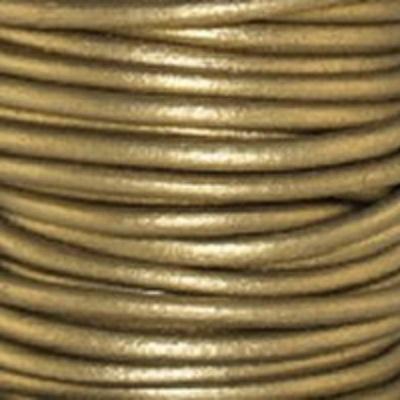 2mm Metallic Antique Gold Round Leather Cord - 2 Meters - Goody Beads