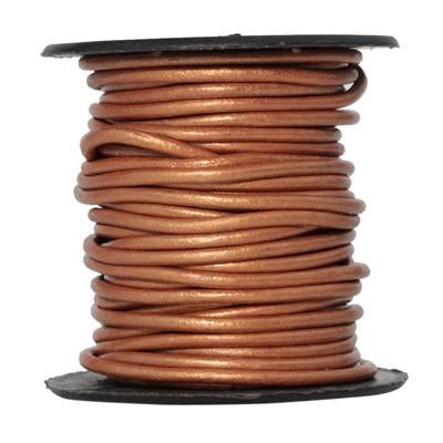 2mm Metallic Bronze Round Leather Cord 10 Meter Spool