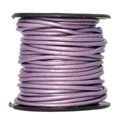 2mm Metallic Lavender Round Leather Cord 10 Meter Spool