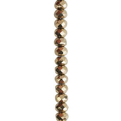 5x3mm  Bronze Opaque with Gold Finish Rondelle Czech Glass Beads from Raven's Journey - Goody Beads