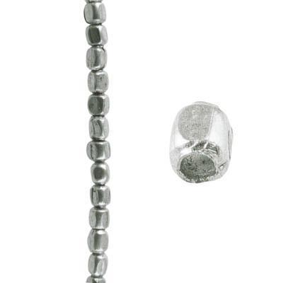 2.8x2.5mm Squared Silver-Plated Brass Beads - Goody Beads