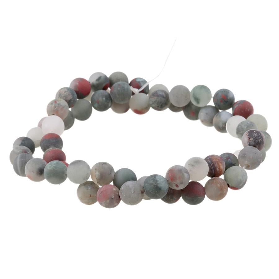 MATTE African Blood Stone 6mm Round 15-16 Inch