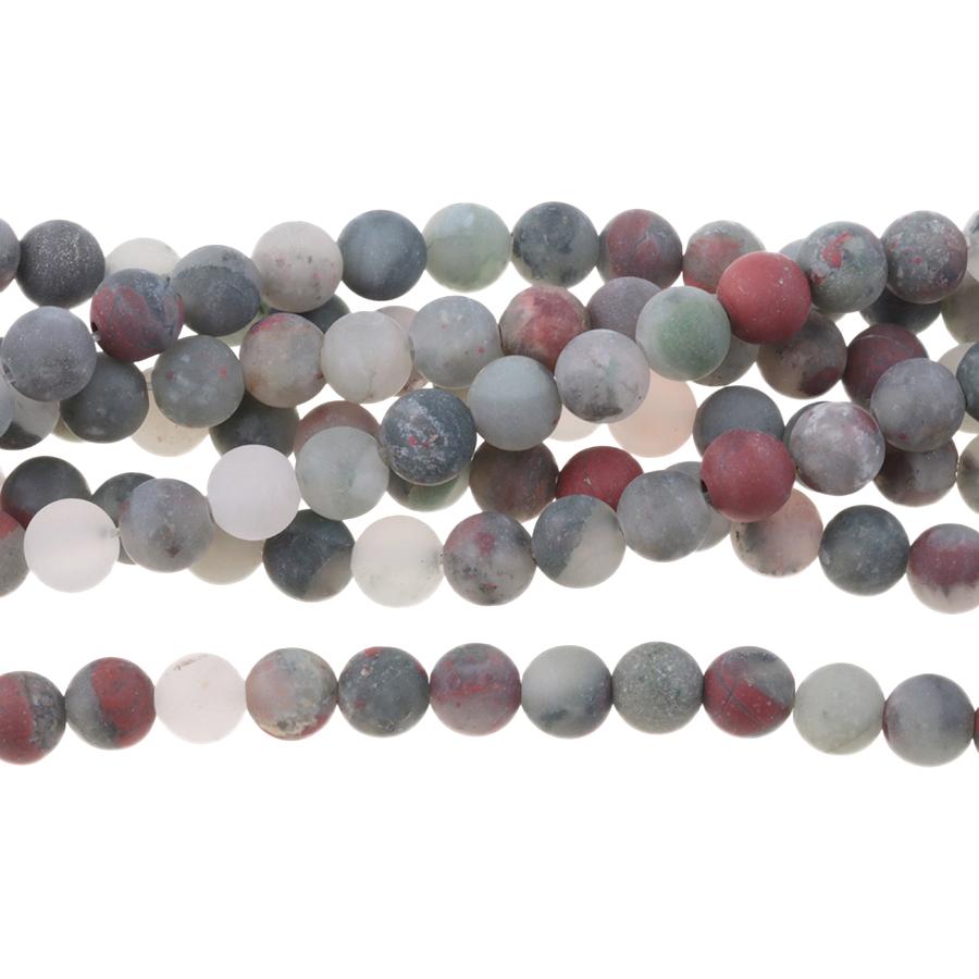 MATTE African Blood Stone 6mm Round 15-16 Inch