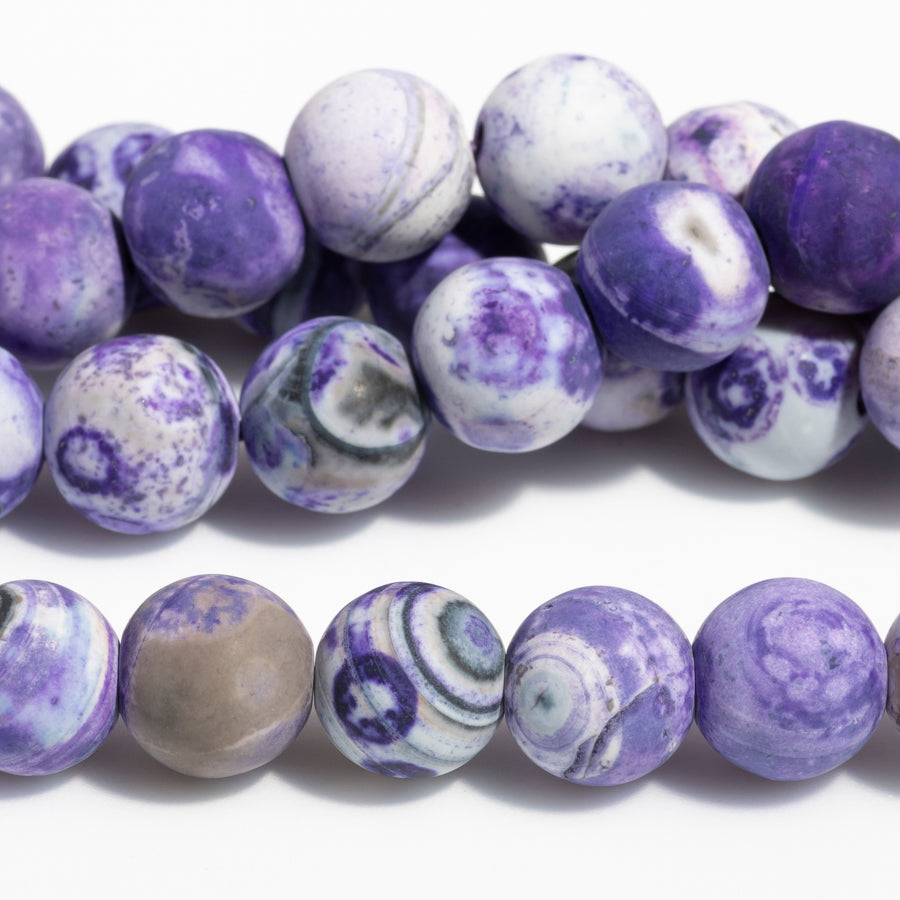 Ancient Cellar Purple Agate 10mm Round Matte - 15-16 Inch