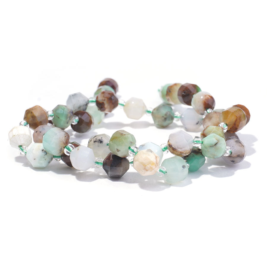 Australian Chrysoprase Natural 8mm Energy Prism Faceted - 15-16 Inch - Goody Beads
