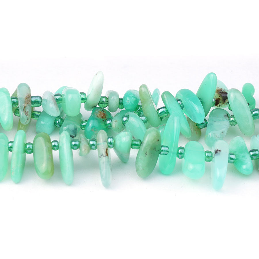 Australian Chrysoprase 3X10-20mm Chips AA Grade - 15-16 Inch - Goody Beads